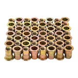 SCNUT - 50 tuercas de remache métricas M5 de acero al carbono, remache de cabeza plana, tuerca de inserción roscada para metal con cuerpo moleteado, tuerca chapada en zinc resistente