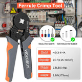 WOZOBUY Juego de Crimpadora de Alambre,Pinza Ponchadora De Terminales Pinzas Pelacables 2000Pcs 0.25-10mm²Terminales para Cables Eléctricos,Crimpadora de Ferrules