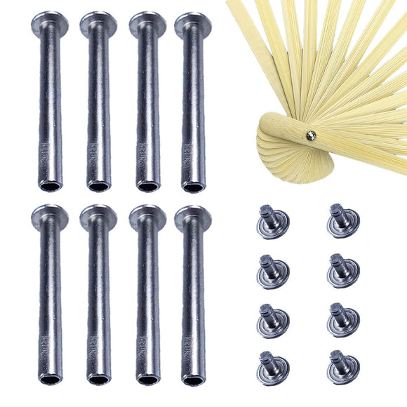 Kit de reparación de remaches y tuercas de abanico plegable, paquete de 8 unidades de 30 mm, ventilador de mano sólido de eje sólido de repuesto para ventiladores plegables hechos a mano, ventiladores