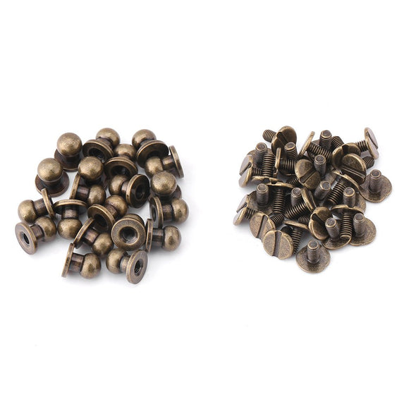 20 Unids Clavo Remache, Bronce Botón de Cabeza Redonda Tornillos de Botón DIY Accesorios de Artesanía de Cuero para el Cinturón Bolso Monedero, 8x6mm