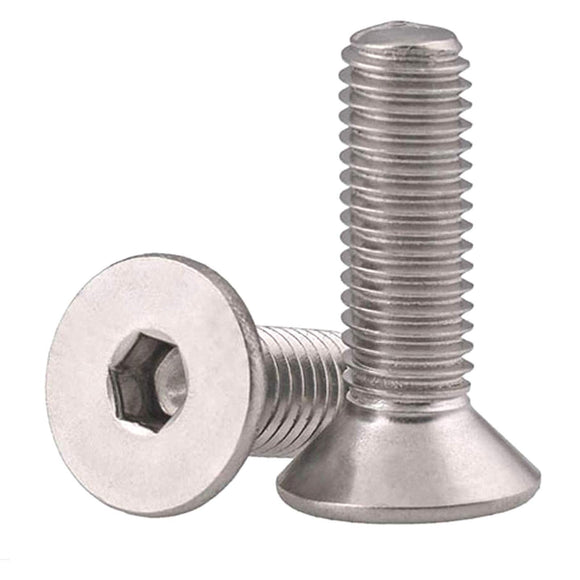 50 tornillos de cabeza plana M4-0,7 x 6 mm, acero inoxidable 18-8 (304), acabado brillante, llave Allen, tornillos de máquina hexagonales interiores