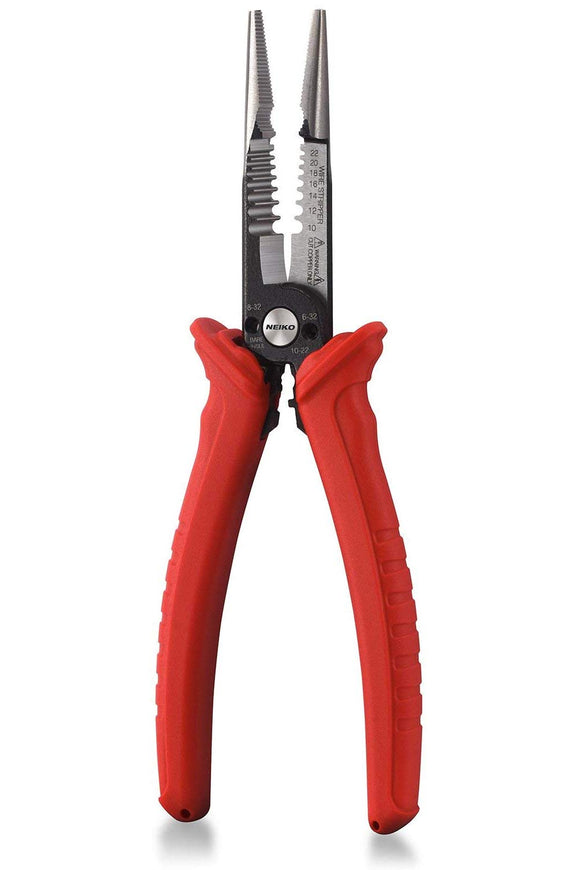 NEIKO 02038A Herramienta de servicio de cables 6 en 1 | 8-1/2 pulgadas de longitud | Pinza, crimpadora, pelador, cortador, extractor, alicates de electricista