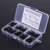 Tornillos de cabeza de botón, 500PCS M3 Tornillos autorroscantes de cabeza de botón cruzado Conjunto de surtido de sujetadores con pernos de cabeza de caja de plástico(Black carbon steel)