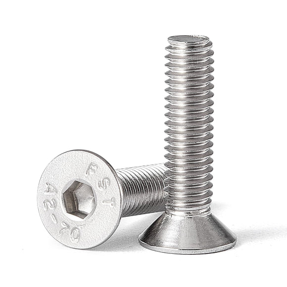 M6-Tornillos hexagonales de cabeza plana de 1.0 x 12 mm, tornillos avellanados, acero inoxidable 304, unidad de enchufe hexagonal métrica, totalmente roscada, acabado brillante, 50 unidades