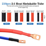 Herramienta de prensado de lengüetas de cable con 170 lengüetas de alambre de cobre, herramienta de prensado de alambre para crimpadora eléctrica AWG 10-1/0, con cortador de cables, 210 tubos