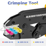 Haisstronica - Pelacables y herramienta de prensado AWG 24-10 (0.25-6.0mm²) pelacables automático para AWG 22-10 (0.5-6.0mm²) crimpadora de cables de trinquete para conectores/terminales