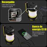 Linterna de Cámping Recargable USB, 6 modos Lámparas de Mano Súper Brillante Portátil perfecto para acampar,caminar Pesca Emergencia y Más