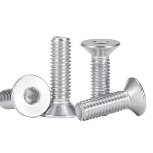 Tornillos de cabeza plana M6 x 16 mm, 50 tornillos de cabeza plana M6-1.0 x 16 mm, tornillo de cabeza plana de acero inoxidable 304, accionamiento de enchufe Allen, rosca completa, acabado brillante, cantidad 50