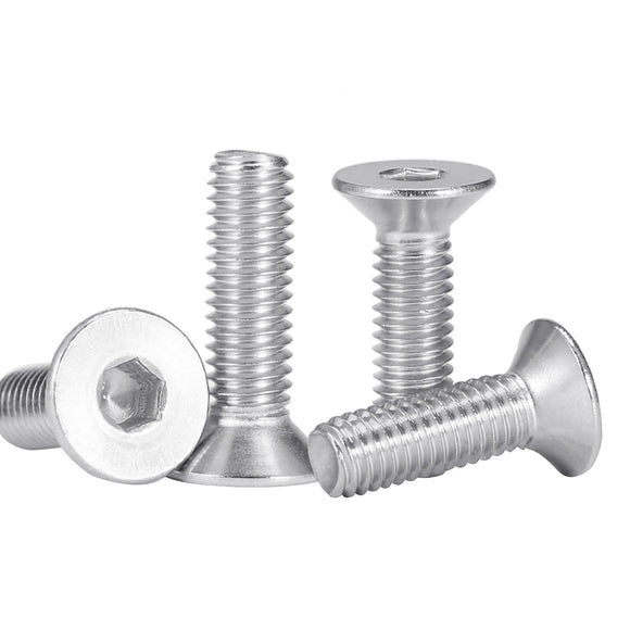 Tornillos de cabeza plana M6 x 16 mm, 50 tornillos de cabeza plana M6-1.0 x 16 mm, tornillo de cabeza plana de acero inoxidable 304, accionamiento de enchufe Allen, rosca completa, acabado brillante, cantidad 50