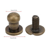 Garosa Juego de 20 Juegos de Tornillos de Remache de 7x5mm, Remache de Clavo de Tornillo de Cobre, Cabeza Redonda, Punto, Tornillo para cinturón de Cuero, Libro de Cuentas, álbum de Fotos(Bronce)