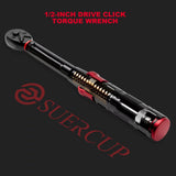 SUERCUP Llave Dinamométrica De 1/2 Pulgada - 10-170 Ft.Lb/13,6-230,5 Nm, Llave Dinamométrica De 72 Dientes Ajustable De Doble Dirección Con Hebilla Para Mantenimiento De Bicicletas, Motocicletas Y Aut