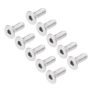 50 tornillos de cabeza plana M3-0,5 x 8 mm, acero inoxidable 18-8 (304), acabado brillante, llave Allen, tornillos de máquina hexagonales interiores