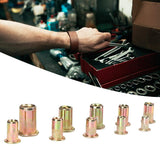 300 piezas de tuerca de remache de acero al carbono para placas de metal, automóviles, aviación, ferrocarriles, color, de métricas de superficie chapada en zinc, kit ensamblado