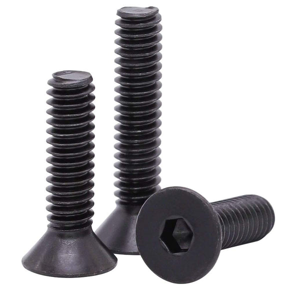 Tornillos de cabeza avellanada plana de 1/4-20 x 3/4 pulgadas (50 piezas) de 1/4-20 x 3/4 pulgadas, acero de aleación de grado 10.9, acabado de óxido negro, unidad de enchufe hexagonal Allen, rosca