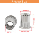 Cionyce - 20 tuercas de remache de 3/8 pulgadas - 16 UNC - Tuerca de inserción roscada de cabeza plana de aleación de aluminio para mejorar el rendimiento y la durabilidad