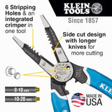 Klein Tools K12065CR - Pelacables/cortador/crimpadora herramienta para cortar, pelar, prensar, torcer (8-18 AWG sólido, 10-20 AWG trenzado)