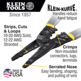 Klein Tools 1009 multiherramienta, pelacables, herramienta de prensado, cortador de alambre, herramienta eléctrica multiusos de nariz larga