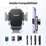 UGREEN Soporte Celular Automóvil, Base Porta Móvil Auto Giratorio 360° con Gancho Metálico y Botón de Liberación, Uso con Una Sola Mano para iPhone 16 15 14 13 Pro MAX, Galaxy S24 S23 S22 Ultra
