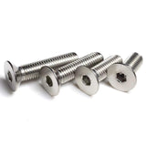 50 tornillos de cabeza plana M4-0,7 x 6 mm, acero inoxidable 18-8 (304), acabado brillante, llave Allen, tornillos de máquina hexagonales interiores