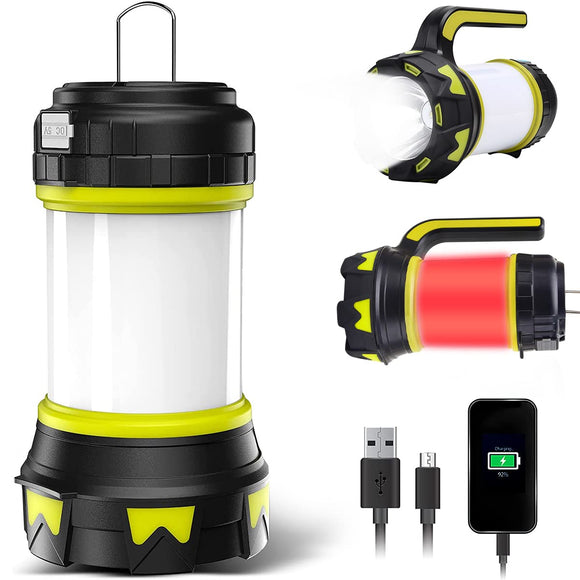 Linterna de Cámping Recargable USB, 6 modos Lámparas de Mano Súper Brillante Portátil perfecto para acampar,caminar Pesca Emergencia y Más