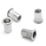 Qjaiune - 50 tuercas de remache roscadas de acero inoxidable M6, remaches de cabeza plana M6-1,0 mm, tornillos de tuerca moleteados, tuerca ciega