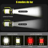 Linterna de Cámping Recargable USB, 6 modos Lámparas de Mano Súper Brillante Portátil perfecto para acampar,caminar Pesca Emergencia y Más
