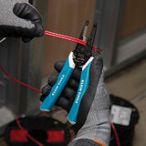 Klein Tools K11095 Klein-Kurve - Pelacables y cortador, para cable trenzado sólido de 8-18 AWG y 10-20 AWG, azul/blanco