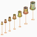 LOKMAN - (Kit de tuercas de remache 1): tuerca de remache, 175 piezas, kit de tuercas de remache métricas de acero al carbono, tuercas de inserción roscadas de cabeza plana, surtidas en M3, M4, M5, M6, M8, M10, M12, cuerpo moleteado (kit de tuercas de rem