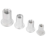 Tuercas remachables, 200 piezas Kit surtido de tuercas remachables, tuercas de inserción roscadas de cabeza plana de aluminio, juego de combinación M3/M4/M5/M6 de grano vertical empaquetado,Tuerca