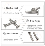 20 tornillos de cabeza plana M6 x 28 mm, unidad de enchufe Allen, acero inoxidable 18-8 (304), rosca completa, acabado brillante