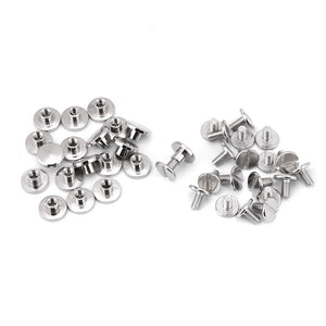20 unids Latón Roscado Cabeza Plana Tuerca Clavos Remaches Tornillos Craft Correa de Cuero Mango Bolsa Accesorios(5mm)