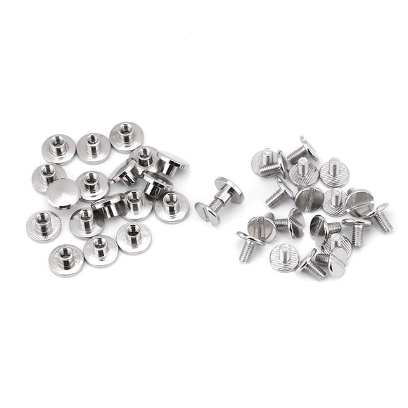 20 unids Latón Roscado Cabeza Plana Tuerca Clavos Remaches Tornillos Craft Correa de Cuero Mango Bolsa Accesorios(5mm)