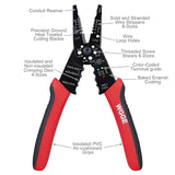WGGE WG-015 - Pelacables profesional de 8 pulgadas, cortador de alambre, crimpadora de alambre, pelacables, herramientas de cableado y herramienta de mano multifunción.