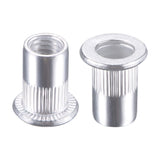 uxcell Tuercas de remache M6 de aleación de aluminio moleteado cabeza plana rosca tuerca plata 100 piezas