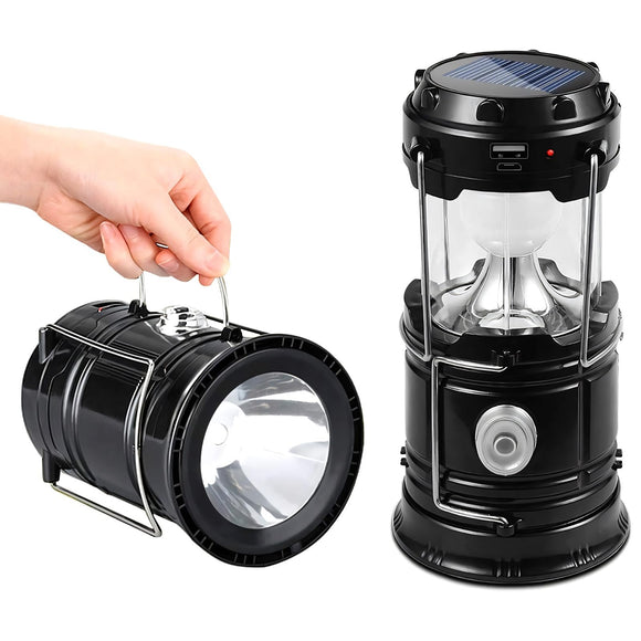 AUSEIN Luz de Camping, 6+1 Led Linterna Solar Linterna Recargable, Lámpara Exterior - Impermeable, Plegable y portátil para emergencias, Pesca,Senderismo,Exterior e Interior
