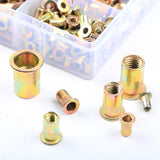 Zovfam Tuerca de Remache M3 M4 M5 M6 M8 M10 M12, 180 Piezas, Acero al Carbono, Chapado en Zinc, Cabeza Plana, Kit Surtido