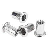 Powlankou 150 Pieces 1/4"-20 Stainless Steel Rivet Nuts Flat Head Threaded Insert Nutsert