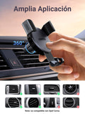 UGREEN Soporte Celular Auto por Gravedad para Ventilación, Porta Base de Automóvil, Car Phone Holder para Dispositivos 4.7''-7'', Compatible con iPhone 12-16 Pro MAX, Galaxy S24 S23 S22 Ultra, Negro