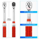 Llave Dinamométrica 3/8'', VANPO 5-60 Nm Llave de Torque, Precisión ±3%, 9 Piezas Juego Llaves Vaso con Extensión, Junta Universal, Magnética Vasos de Bujía, Bits, Vasos para Bicicleta, Moto, Coche