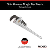 RIDGID 31110 Model 836 Aluminum Straight Pipe Wrench, 36-inch Plumbing Wrench