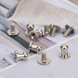 Garosa 20 Juegos de Tornillos de Remache de 7x5mm, Remache de Clavo de Tornillo de Cobre, Cabeza Redonda, Punto, Tornillo para cinturón de Cuero(Plata)