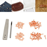 Kit de Rebabas de Remaches de Cobre, 40 Juegos de Remaches de Cobre, Tuercas, Remaches, Espaciadores, Remaches de Cuero, Tachuelas con Perforador, Herramienta Artesanal de Cuero (Estilo C)