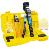 BLIKA - Herramienta de prensado hidráulica de 10 toneladas y cortador de cables, herramienta de prensado de terminales de cable de batería de cable hidráulico con 11 troqueles, herramienta de