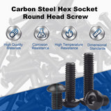 MroMax - 50 tornillos de cabeza de botón M4 x 6 mm, acero de aleación de grado 10.9, unidad de enchufe Allen, acabado de óxido negro, rosca completamente a máquina