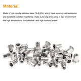Powlankou 150 Pieces 1/4"-20 Stainless Steel Rivet Nuts Flat Head Threaded Insert Nutsert