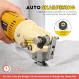 CGOLDENWALL Corta Telas Eléctrico Giratorio, Tijeras Eléctricas para Telas de Múltiples Capas con 1" de Espesor de Corte, para Telas, Cuero y Alfombras, Viene con Cuchillas de Repuesto 110V