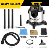 Stanley Aspiradora en seco y húmedo de 4 galones, soplador de aspiradora 3 en 1 de Acero Inoxidable HP de 4 Picos con Potente succión, para Lugar de Trabajo, cochera, sótano, Modelo: SL18301-4B
