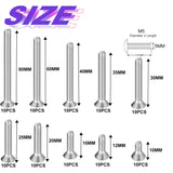 Voyzdx 100pzs Tornillos De Cabeza Hexagonal Plana de Acero Inoxidable 304 M5 x 10/12/16/20/25/30/35/40/60/80 mm,Tornillos Allen,Tornillos Avellanados para Máquina (M5 100PCS)