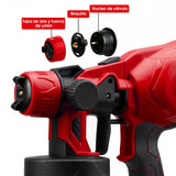 Pistola para Pintar,800W Alto Voltaje Pistola de Pintura Electrica,Pulverizador de Paint con Recipiente de 800 ml y 3 Modos de Pulverización,para Pintura de Automotriz,Casas, Paredes, Cercas（Rojo）