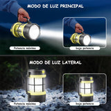 Linterna de Cámping Recargable,Linterna LED solar de emergencia para Camping, 4 modos de iluminación Con cable USB，Iluminación de gran área de 360° para pescar, acampar y hacer senderismo
